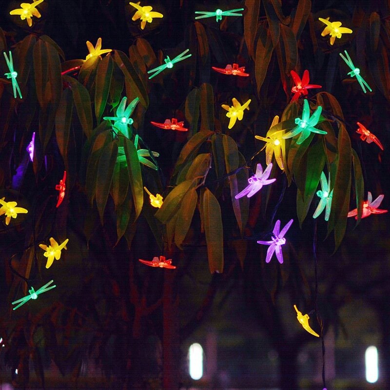 Outdoor Solar Dragonfly LED String Lights - Waterproof Festival & Party Decor