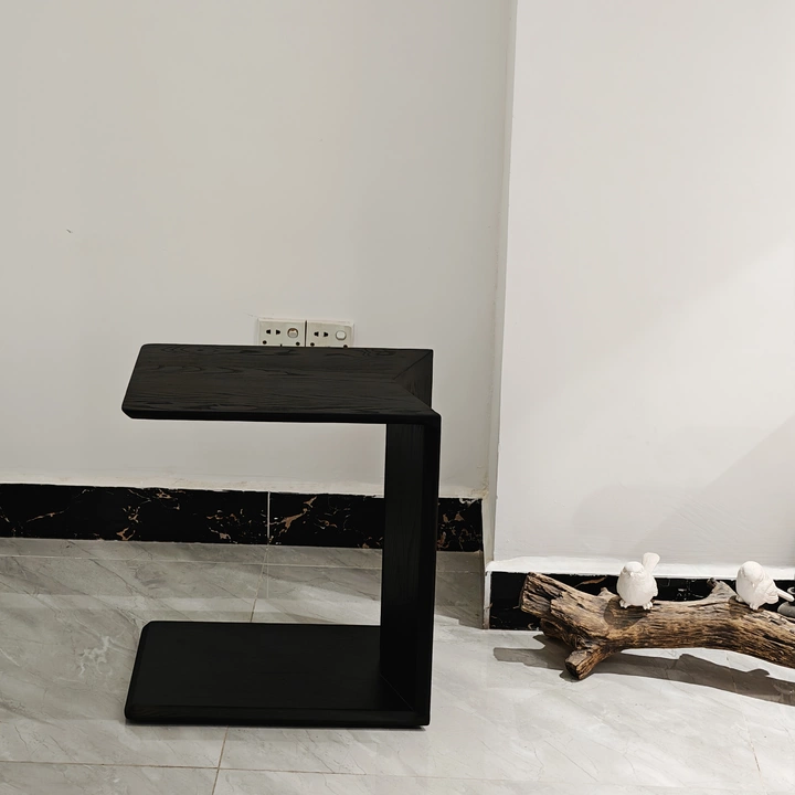 Sleek Modern Minimalist Ash Wood Side Table — Triangle-Rectangle Design for Living Room