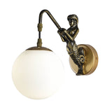Charming Vintage Rustic Mermaid Orb 1-Light Wall Sconce Lamp