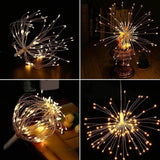 Fireworks Dandelion Copper Wire LED Light with 120/200 LEDs - Battery, USB & Solar Powered Decorative Light