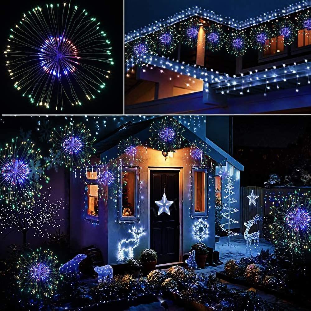 Fireworks Dandelion Copper Wire LED Light with 120/200 LEDs - Battery, USB & Solar Powered Decorative Light