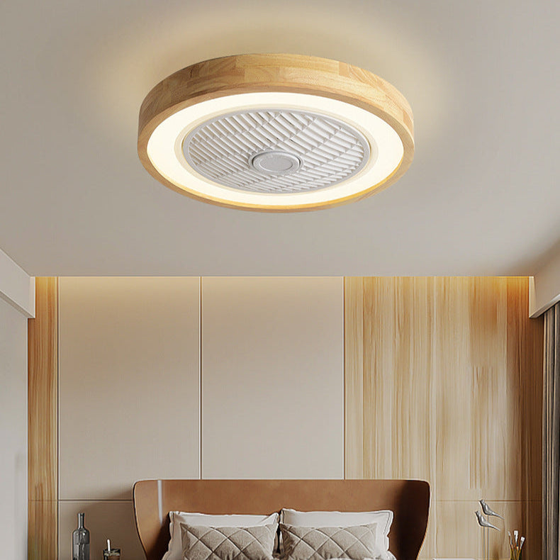 Sleek Modern Wood-Geometric LED Ceiling Fan Light — Semi-Flush Mount