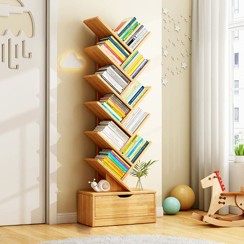 Modern Solid Wood Bookshelf – Eco-Friendly, Rectangular 6/8/10/12-Tier Storage for Home Office