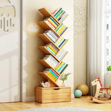 Modern Solid Wood Bookshelf – Eco-Friendly, Rectangular 6/8/10/12-Tier Storage for Home Office