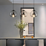 Sleek Smoke Gray 1-Light Hand-Blown Glass Dome Pendant Light