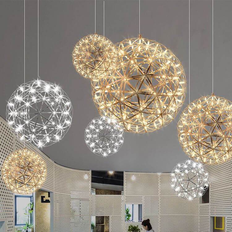 Sleek Modern Globe 12-Light LED Firework Pendant Light