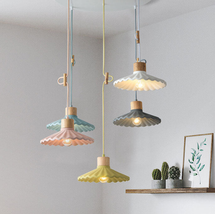 Chic Modern Macaron Cement Scalloped Shade 1-Light Pendant Light