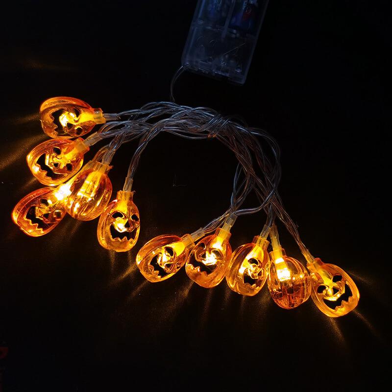 Halloween Orange Pumpkin LED String Lights - 10/20 LEDs, Battery or Solar Powered, Decorative Plastic String Light