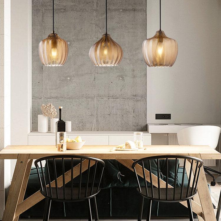 Nordic-Style Textured Wavy Glass 1-Light Barrel Pendant Light