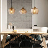 Nordic-Style Textured Wavy Glass 1-Light Barrel Pendant Light