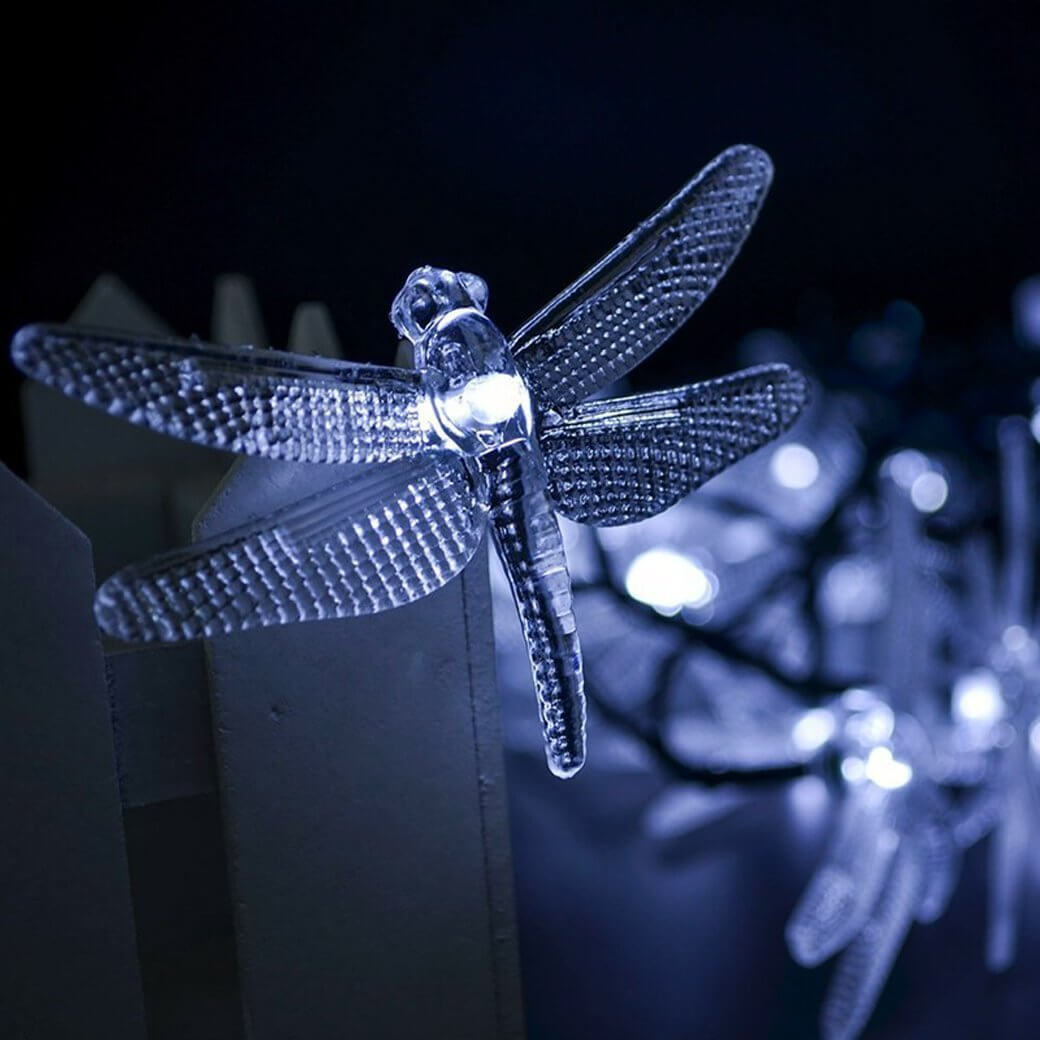 Outdoor Solar Dragonfly LED String Lights - Waterproof Festival & Party Decor