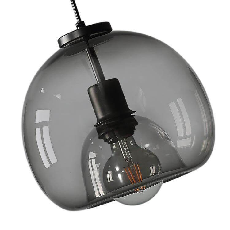 Sleek Smoke Gray 1-Light Hand-Blown Glass Dome Pendant Light