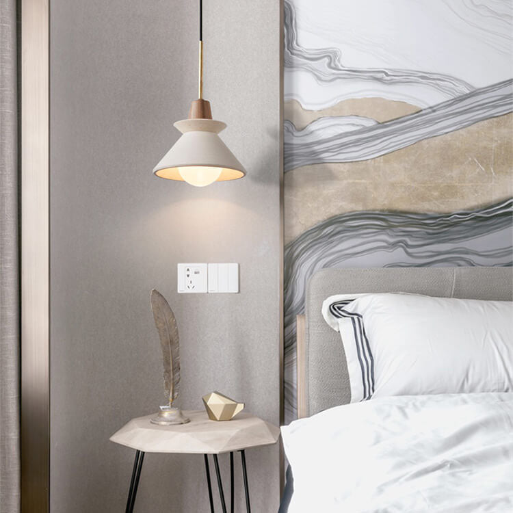 Nordic Minimalist White Cement 1-Light Tapered Pendant Lamp