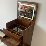 Modern Minimalist Rectangular Glass Vanity Table with 3 Drawers – Bedroom Makeup Station
