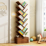 Modern Solid Wood Bookshelf – Eco-Friendly, Rectangular 6/8/10/12-Tier Storage for Home Office