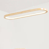 Sleek Modern Minimalist Wooden Linear Round 1-Light LED Chandeliers