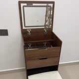 Modern Minimalist Rectangular Glass Vanity Table with 3 Drawers – Bedroom Makeup Station