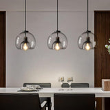 Sleek Smoke Gray 1-Light Hand-Blown Glass Dome Pendant Light