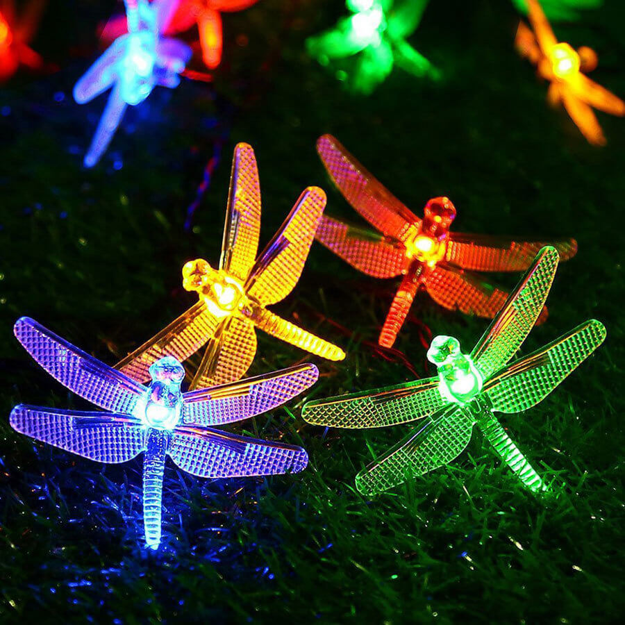 Outdoor Solar Dragonfly LED String Lights - Waterproof Festival & Party Decor
