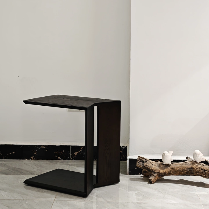 Sleek Modern Minimalist Ash Wood Side Table — Triangle-Rectangle Design for Living Room