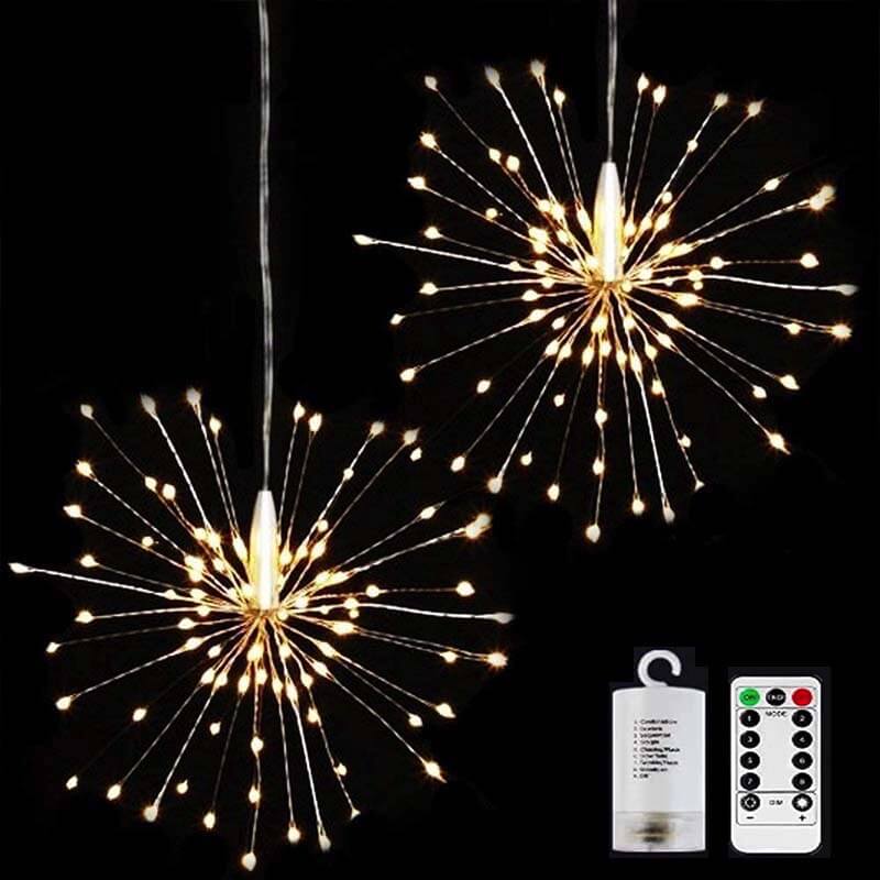 Fireworks Dandelion Copper Wire LED Light with 120/200 LEDs - Battery, USB & Solar Powered Decorative Light