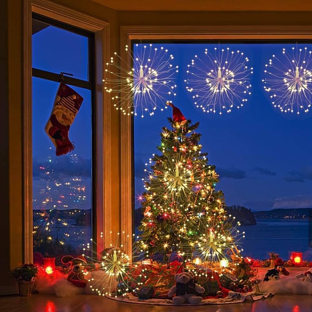 Fireworks Dandelion Copper Wire LED Light with 120/200 LEDs - Battery, USB & Solar Powered Decorative Light