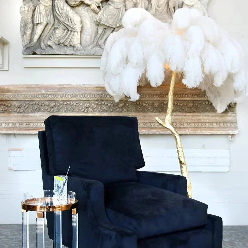 Elegant White Ostrich Feather Floor Lamp