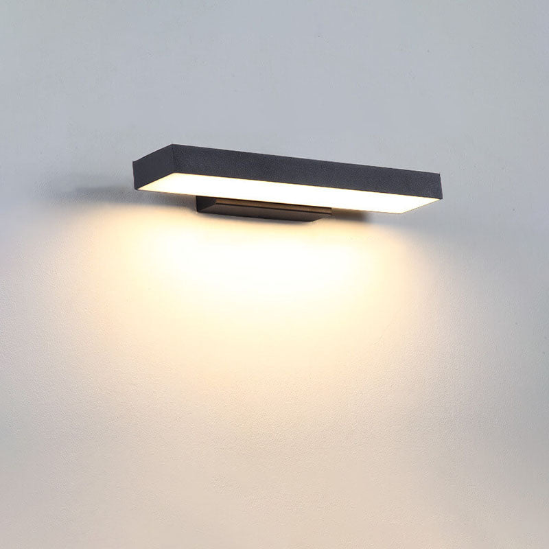 Sleek Modern Minimalist Rectangular Flat LED Sensor Wall Sconce Lamp – Outdoor Waterproof Exterior Lighting