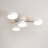 Contemporary Scandinavian LED Ceiling Light with Round Molecule Branch Design, Semi-Flush Mount for Living Room
