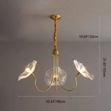 Elegant Modern Art Deco Gold-Finish Frame with Lotus Leaf Glass Shade, 3/6-Light Living Room Chandelier