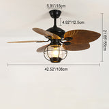 Traditional Rustic Lantern Ceiling Fan with Banana-Shaped Blades and Iron-and-Glass Light — 1-Light, Downrod Mount, Perfect for Living Rooms