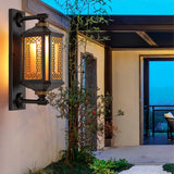 Traditional Chinese-Style Waterproof Aluminum Glass Cylinder Wall Sconce Lamp – 1/2 Light Outdoor Patio