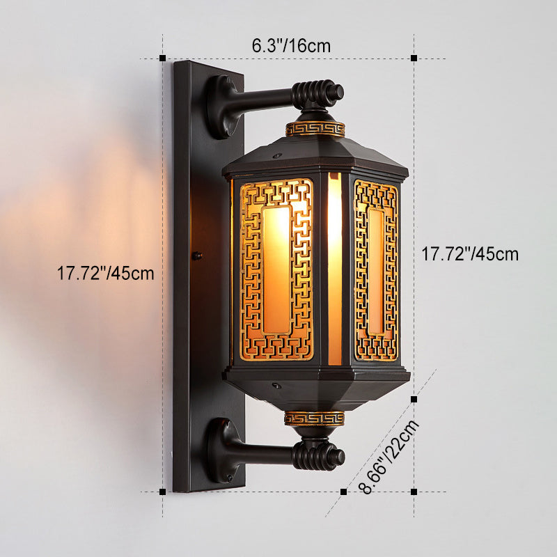 Traditional Chinese-Style Waterproof Aluminum Glass Cylinder Wall Sconce Lamp – 1/2 Light Outdoor Patio