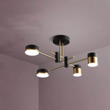 Sleek Modern Minimalist Black & Gold 4-8 Light Semi-Flush Mount Ceiling Light