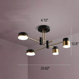 Sleek Modern Minimalist Black & Gold 4-8 Light Semi-Flush Mount Ceiling Light