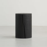 Traditional Japanese Wabi-Sabi Wood End Table with Geometric Design - Living Room Accent