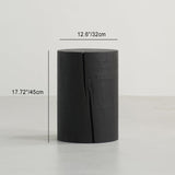 Traditional Japanese Wabi-Sabi Wood End Table with Geometric Design - Living Room Accent