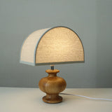 Japanese Wabi-Sabi Vintage Solid Wood Table Lamp with Fabric Shade, 1-Light