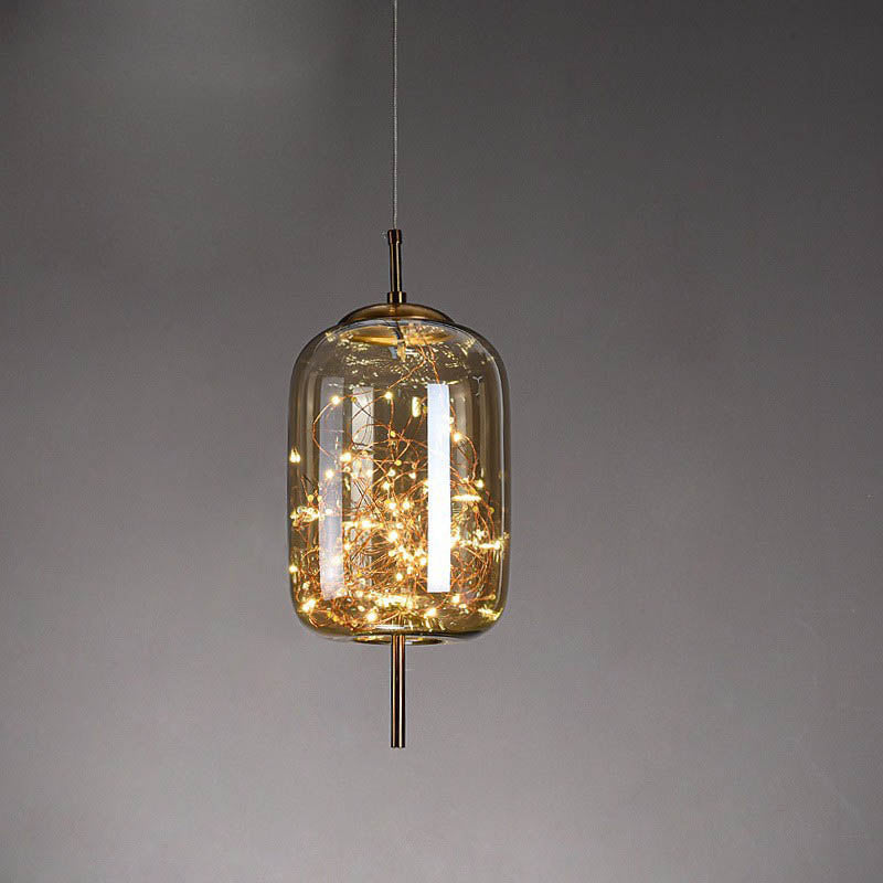 Sleek Contemporary Scandinavian Glass Cylinder Oval 1-Light Pendant for Bedroom