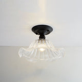 Chic Nordic Vintage Glass Floral Round Geometry 1-Light Semi-Flush Mount Ceiling Light