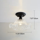 Chic Nordic Vintage Glass Floral Round Geometry 1-Light Semi-Flush Mount Ceiling Light