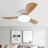 Contemporary Scandinavian Copper Wood Acrylic LED Ceiling Fan with Light – Semi-Flush Mount for Living Room