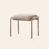 Modern Scandinavian Vanity Stool – Square, Cotton-Linen Upholstery, Stainless Steel Frame, Backless, for Bedroom