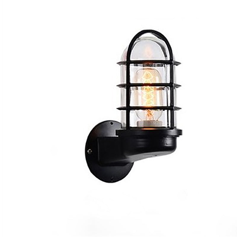 Sleek Contemporary Industrial Aluminum Round Cage 1-Light Waterproof Wall Sconce for Entryway