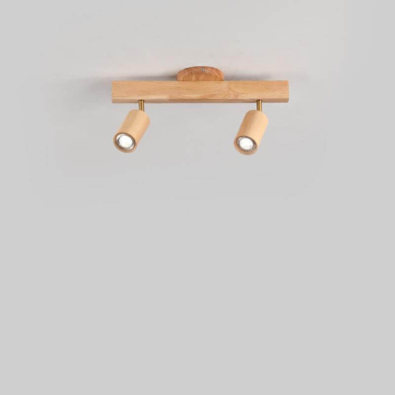 Japanese Minimalist Wooden LED Track Lighting, 2/3/4/5-Light, Semi-Flush Mount Ceiling Light