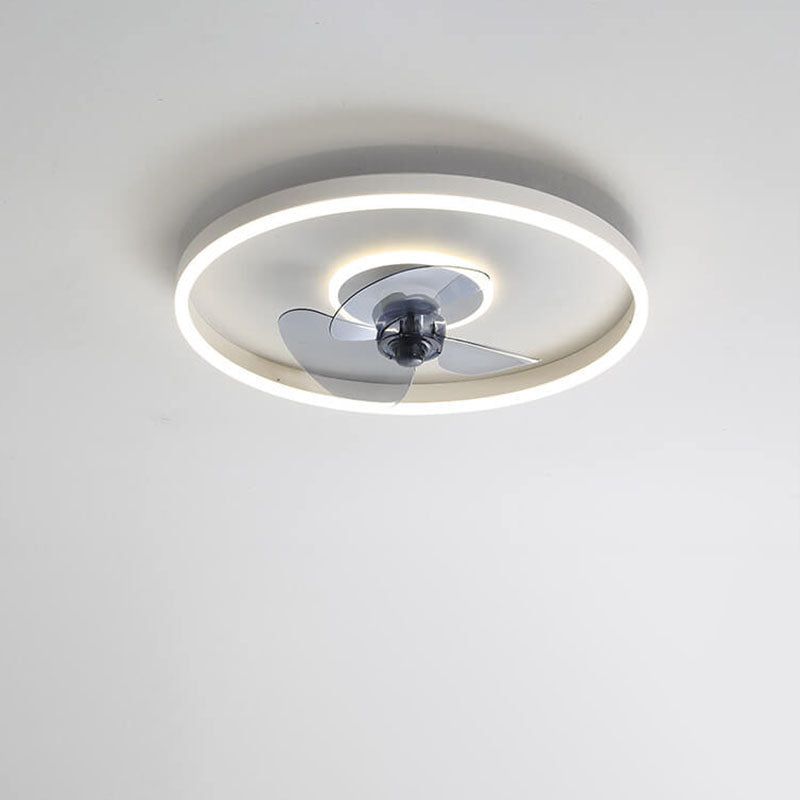 Nordic Minimalist Round Hidden-LED Flush-Mount Ceiling Fan Light