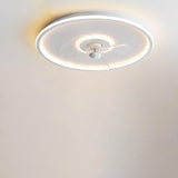 Sleek Modern Acrylic Round LED Flush-Mount Ceiling Fan with Integrated Light