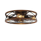 Nordic Industrial Wrought Iron Cylinder 4-Light Flush-Mount Ceiling Light with Hidden Fan