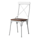 Contemporary Industrial PU Leather, Wood & Iron Dining Chair & Table Set with Square X-Back for Dining Room