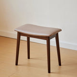 Sleek Modern Minimalist Rectangular Vanity Stool in Soft PU Leather with Wood Base – Ideal Bedroom Accent